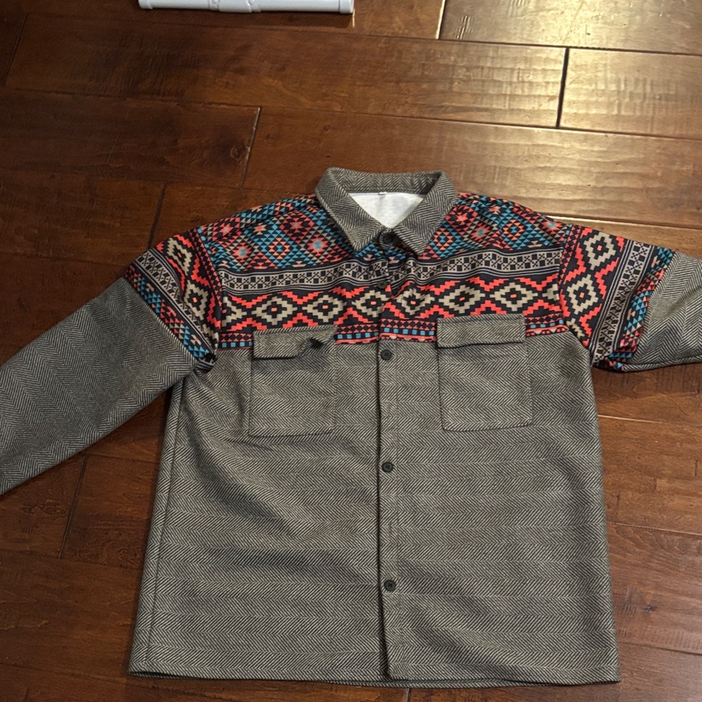Gray And Multicolor Patterned Jacket - image 1